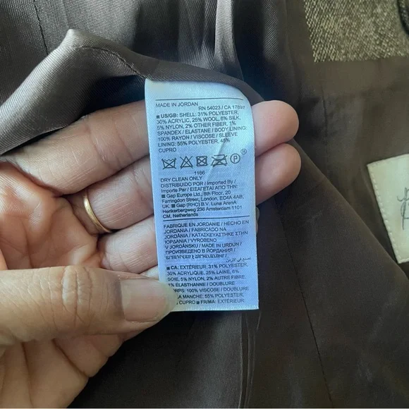 Banana Republic Brown Tweed Wool Blend Blazer Jacket Tailored Size 0 - Picture 9 of 9